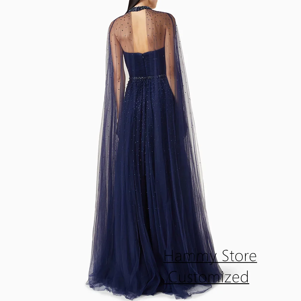 Saudi Arabian Evening Dress فساتين سهرات Customized Modest High Neck Long Sleeves Sparkling Sequined Prom Gown - Image 2
