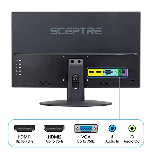Sceptre 22 inch 75Hz 1080P LED Monitor 99% sRGB HDMI X2 VGA Build-In Speakers, Machine Black (E225W-19203R series) - Image 6