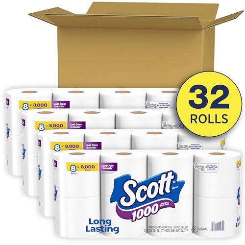 Scott 1000 Toilet Paper, 32 Rolls, Septic-Safe, 1-Ply Toilet Tissue - Image 8