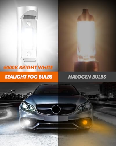 SEALIGHT H11/H9/H8 and 9005/HB3 LED Fog Light Bulbs Combo, 9005 H11 Halogen Replacement Kit with 6000K Cool White, Plug and Play, Pack of 4 - Image 6
