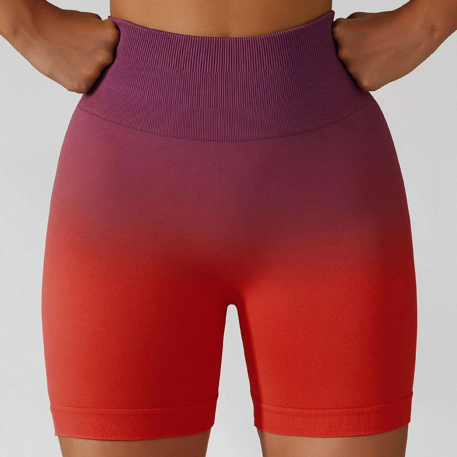Seamless Gradient yoga shorts Breathable tight gym shorts Women High waist stretch butt workout fitness shorts - Image 2