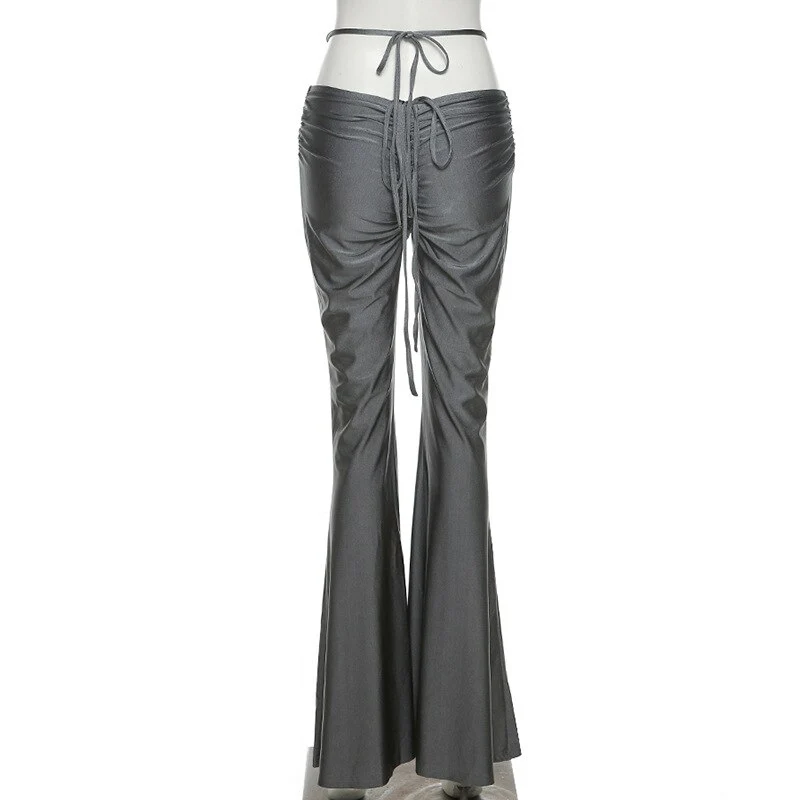 SEASONS Fashion Casual Sexy Bandage Boot Cut Pant Women Fall 2021 New Solid Slim Wild Basic Female Trousers Streetwear ASPA84093 - Image 3