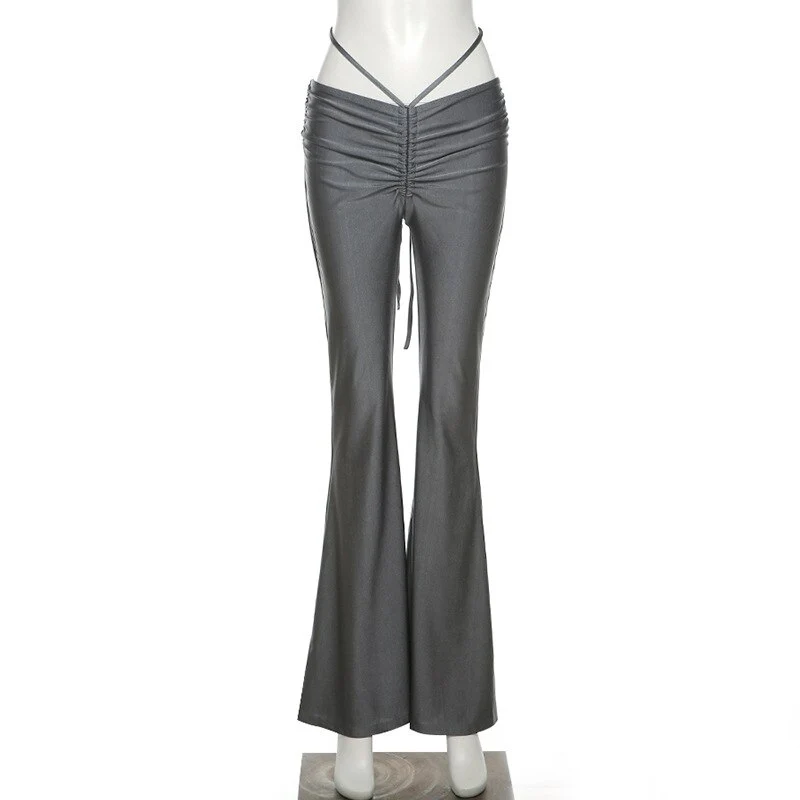 SEASONS Fashion Casual Sexy Bandage Boot Cut Pant Women Fall 2021 New Solid Slim Wild Basic Female Trousers Streetwear ASPA84093 - Image 6
