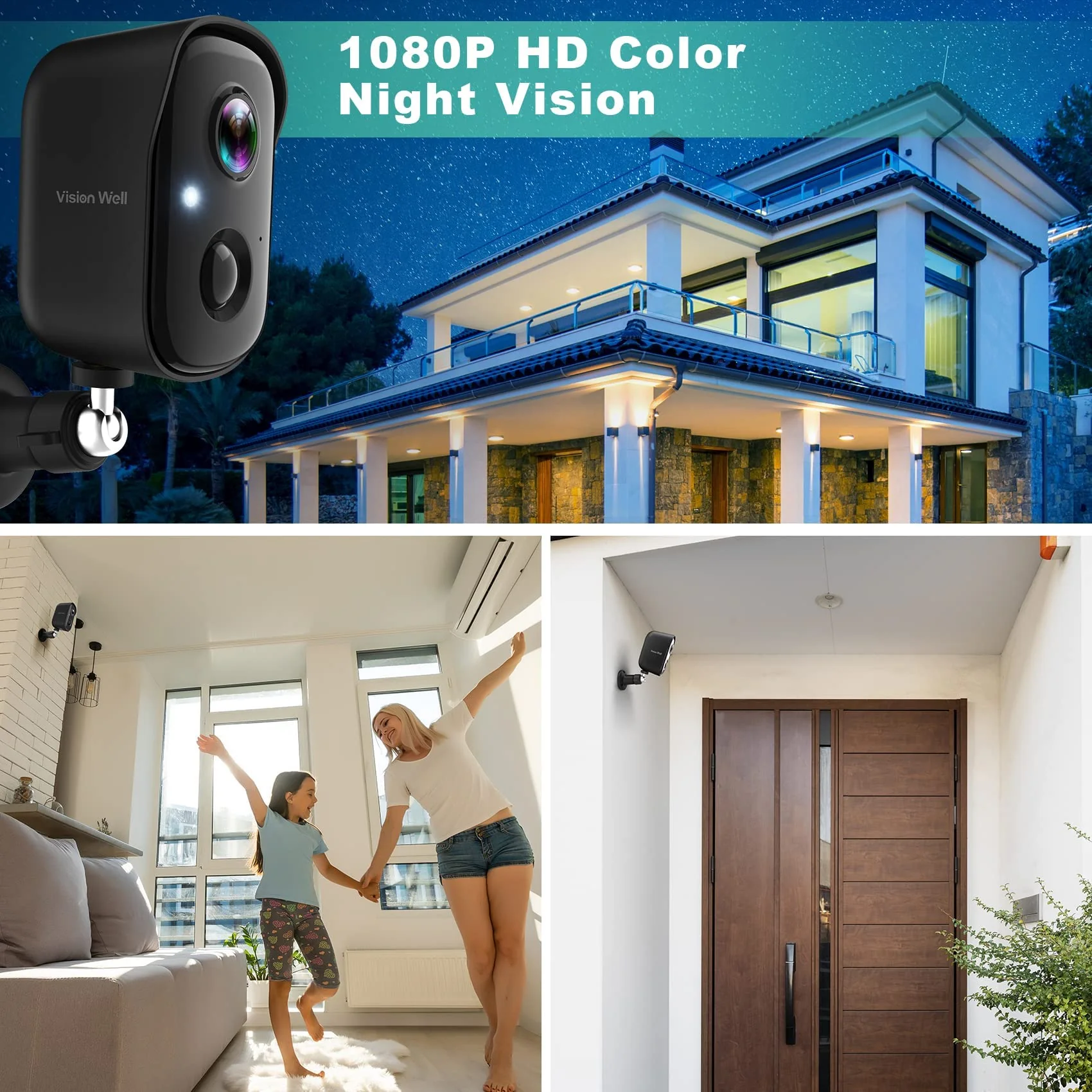 Security Cameras Wireless Outdoor, 1080P Battery Powered AI Motion Detection Spotlight Siren Alarm WiFi Surveillance Indoor Home Camera, Color Night Vision, 2-Way Talk, Waterproof, Cloud/SD Storage - Image 3