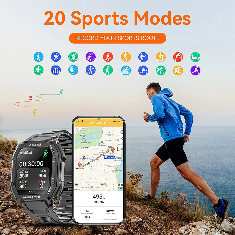 SENBONO 3ATM IP68 Waterproof Smart watch Men Women Fitness Tracker Blood Pressure Monitor Outdoor Sport Dial Call Smartwatch Men - Image 14