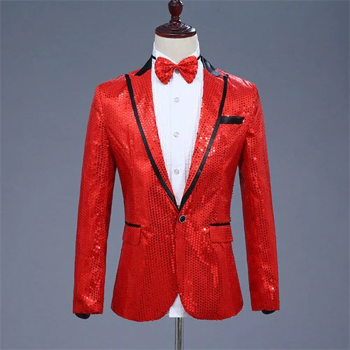 Sequin Party Blazers Suit Coat Men Charm Casual Performance Jacket One Button Fit Long Sleeve Coats Jackets Night Club Tops - Image 4