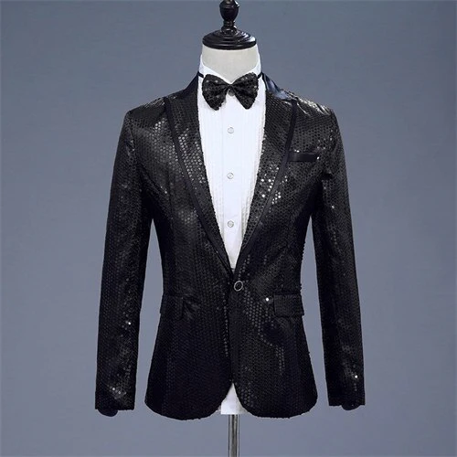 Sequin Party Blazers Suit Coat Men Charm Casual Performance Jacket One Button Fit Long Sleeve Coats Jackets Night Club Tops - Image 6