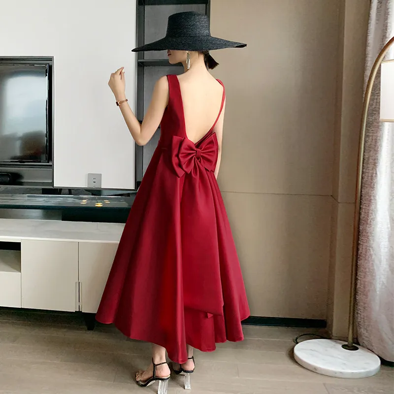 Sexy Backless Big Bow-tie Evening Guest Long Party Summer Dresses for Women 2022 Elegant Black Prom Birthday Ball Gown Vestidos - Image 5