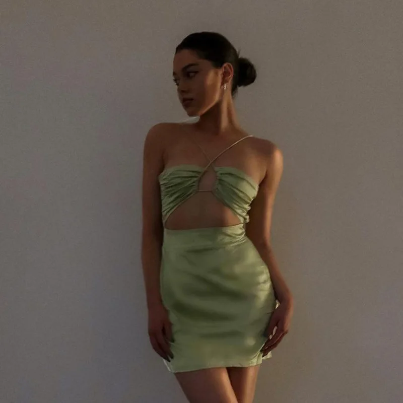 Sexy Backless Mini Dress Summer Fashion Halter Holiday Elegant Skinny Sleeveless Club Party Dresses Bodycon Robe Vestidos - Image 2