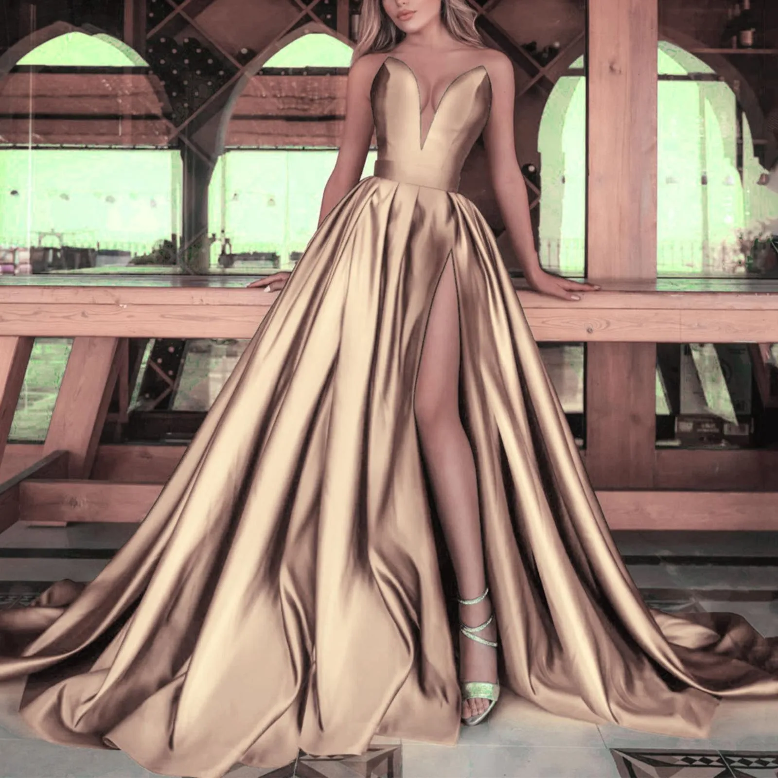 Sexy Cocktail Dress Women Maxi Club Weeding Dress V Neck Long Party Weeding Dress Robe Women Prom Evening Long Dresses - Image 4