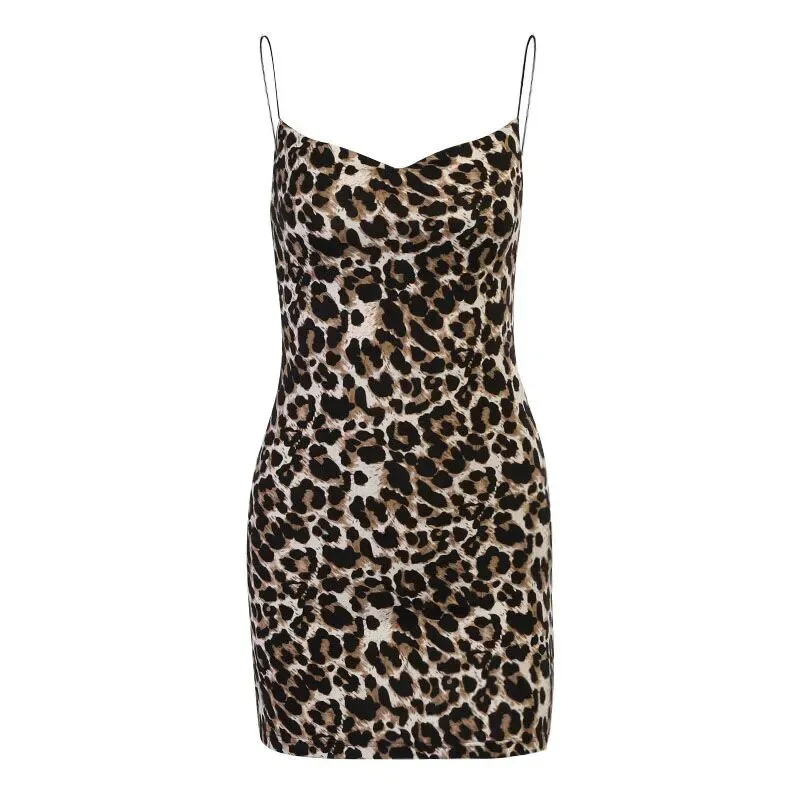 Sexy Costumes Pajamas For Women Summer Leopard Print Sexy Sling Dress Hot Girl Fashion Sexy Woman Night Dress Home Wear - Image 6