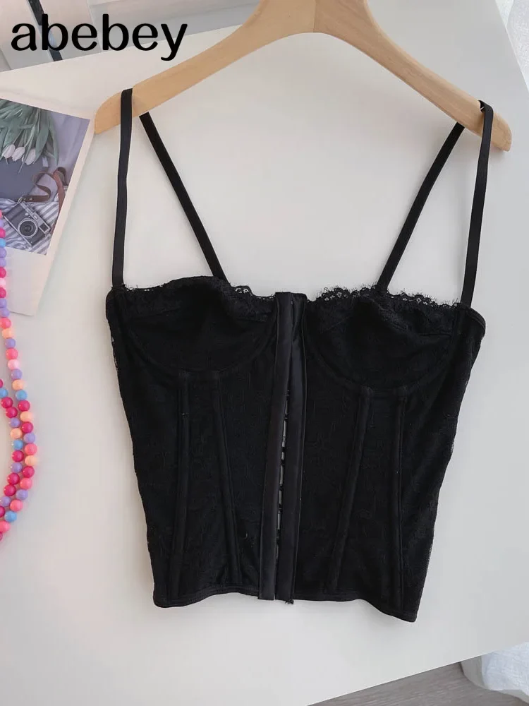 Sexy Embroidery Lace Women Camis Tops Women Corset Bralette Cami Front Buttons Crop Cute Vest Elegant French Chic Party Clubwear - Image 12