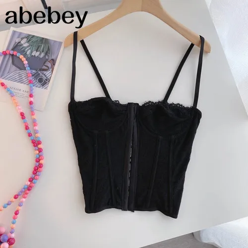 Sexy Embroidery Lace Women Camis Tops Women Corset Bralette Cami Front Buttons Crop Cute Vest Elegant French Chic Party Clubwear - Image 6