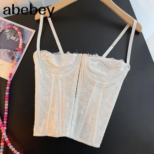 Sexy Embroidery Lace Women Camis Tops Women Corset Bralette Cami Front Buttons Crop Cute Vest Elegant French Chic Party Clubwear - Image 8