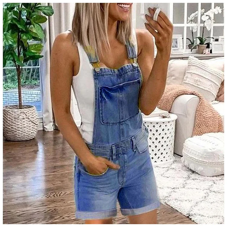 Sexy Fashion Washed Denim Shorts Women's 2022 Summer New Denim Overalls Short Jeans Pants - Image 2