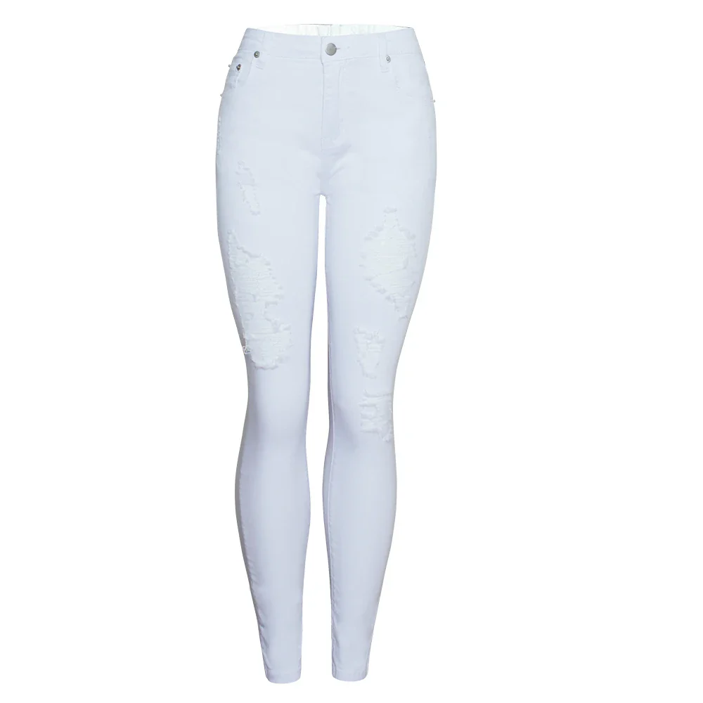 Sexy Hole white streetwear women boyfriend jeans woman high waist pencil pants leggings mom jeans vintage clothes denim trousers - Image 3