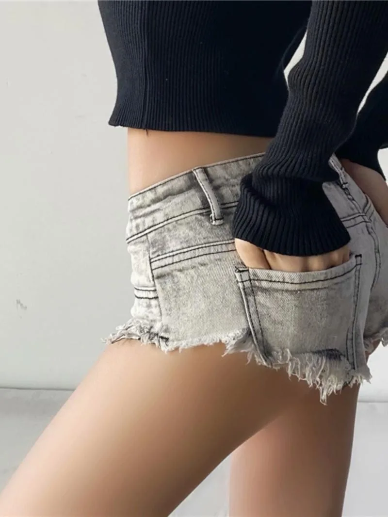 Sexy Hot Girl Denim Shorts Fashion Women Low Waist Retro Y2K Slim Elastic Streetwear Short Jeans Casual Commute Ripped Trousers - Image 2