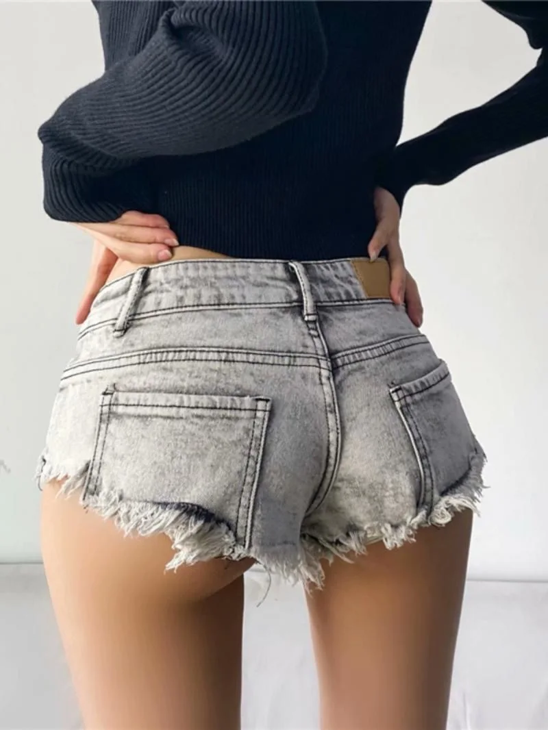 Sexy Hot Girl Denim Shorts Fashion Women Low Waist Retro Y2K Slim Elastic Streetwear Short Jeans Casual Commute Ripped Trousers - Image 3