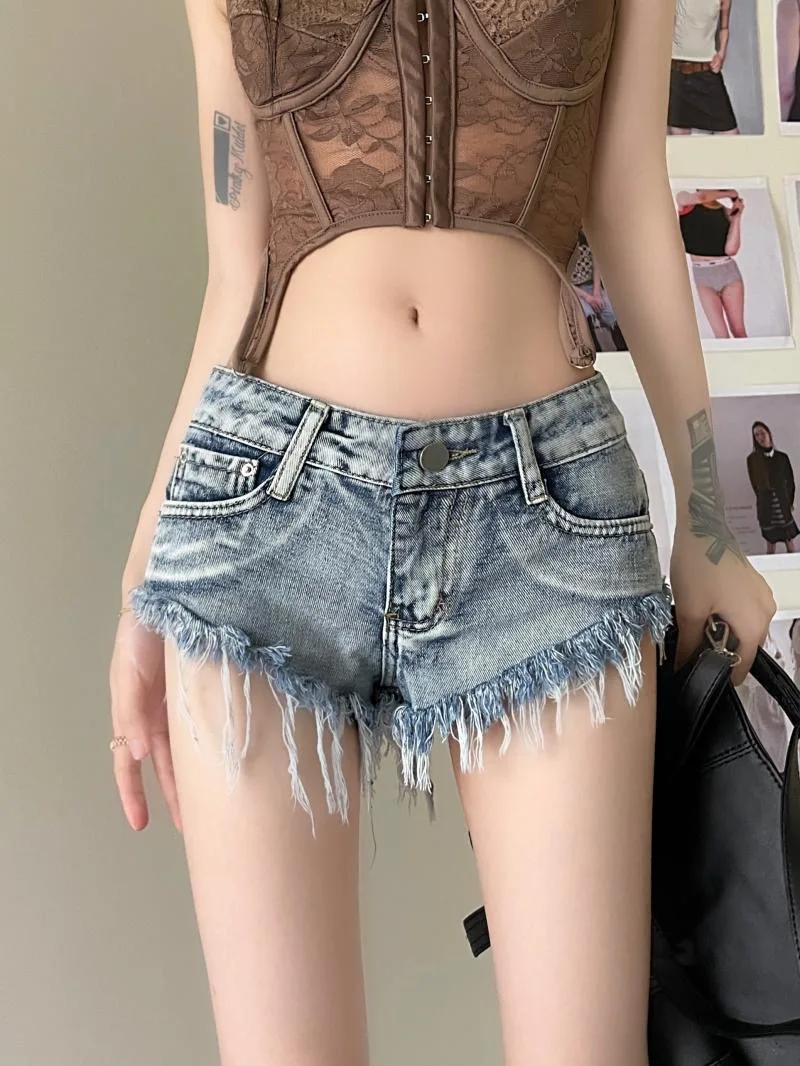 Sexy Hot Girl Denim Shorts Fashion Women Low Waist Retro Y2K Slim Elastic Streetwear Short Jeans Casual Commute Ripped Trousers - Image 6