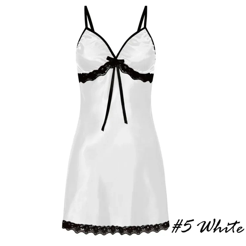 Sexy Sleepwear Nightdress Women Lace Silk Satin Night Dress Sleeveless V-neck Nightgown Plus Size 3XL Nightwear Nightdress - Image 2