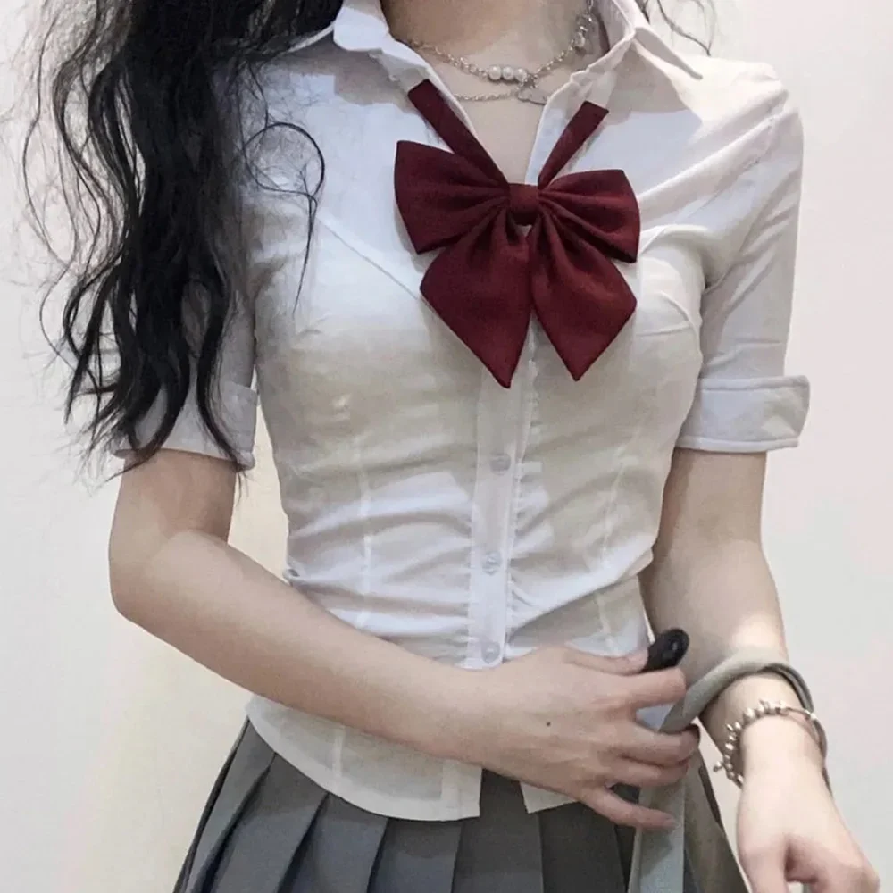 Sexy Solid Polo Neck Irregular Sweet Shirt Women Long Sleeve Summer Autumn Spicy Girl Slim Crop Top Jk Korean Fashion Blouse - Image 12
