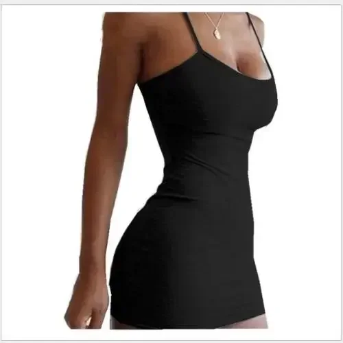 Sexy Spaghetti Strap Mini Dress 2024 Summer Women Bodycon Club Party Dresses Female Camisole Solid Black White Sheath Sundress - Image 17