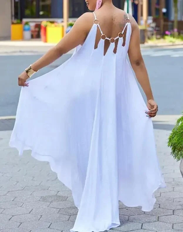 Sexy Summer Dresses for Women 2023 Hollow Out O-Shaped Decoration Asymmetric Casual Loose Dress New Fashion Women's Clothing - Image 2