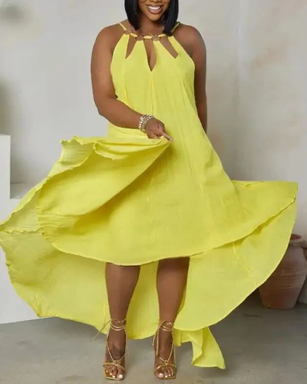 Sexy Summer Dresses for Women 2023 Hollow Out O-Shaped Decoration Asymmetric Casual Loose Dress New Fashion Women's Clothing - Image 4