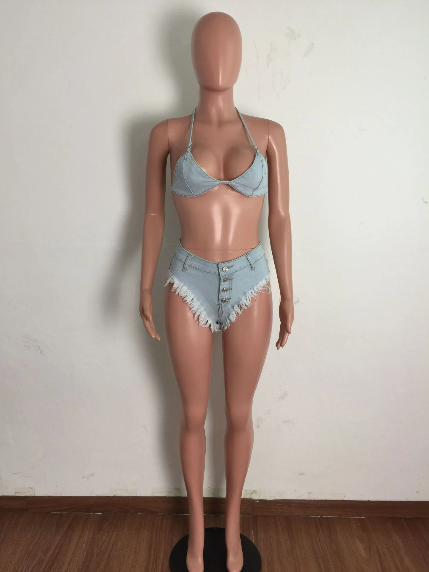 Sexy Swimsuit Bikinis Jean Swimwear & Beachwear Bathing Suits Denim Bra Tops Booty Shorts Two Piece Short Set Women Clothing - Image 3