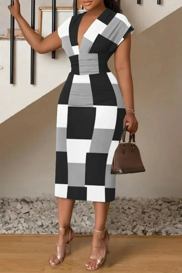 Sexy V Neck Sleeveless Dress Office Lady Spring Summer Fashion Elegant Buns Printing Dresses For Women 2023 Vestidos Para Mujer - Image 7