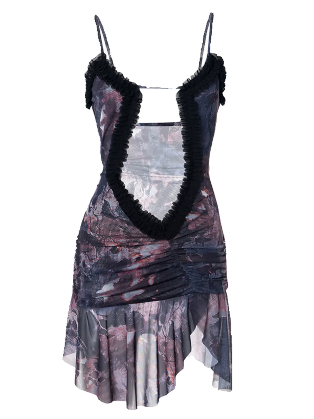 Sexy Wind Straps Tulle Crop Top Dress Lace Edge - Image 5