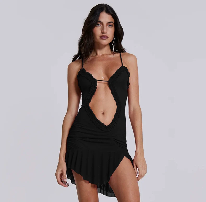 Sexy Wind Straps Tulle Crop Top Dress Lace Edge - Image 6
