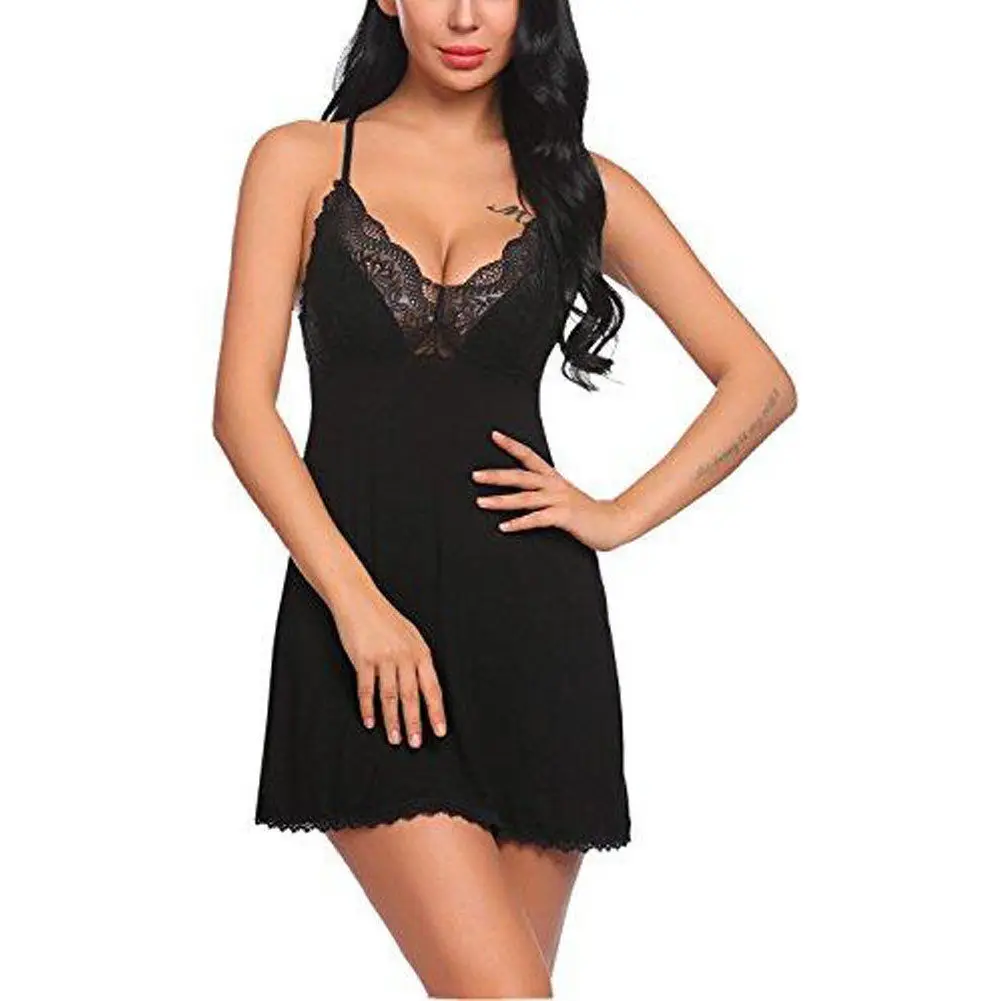 Sexy Women Lace Floral Nightdress  Sleepwear Dress Robe NightGown Female V-Neck Mini Sleepshirts S-XL - Image 2