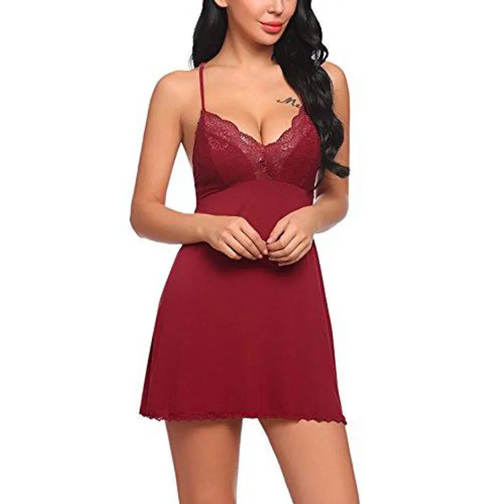 Sexy Women Lace Floral Nightdress  Sleepwear Dress Robe NightGown Female V-Neck Mini Sleepshirts S-XL - Image 3