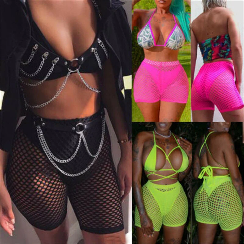 Sexy Women See-through Shorts Bikini Cover Up Stretch Mesh Fishnet Bottoms Loose Beachwear Swimwear Swimsuit Bathing Suit - Image 8