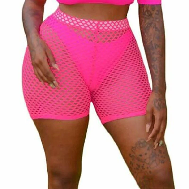 Sexy Women See-through Shorts Bikini Cover Up Stretch Mesh Fishnet Bottoms Loose Beachwear Swimwear Swimsuit Bathing Suit - Image 9