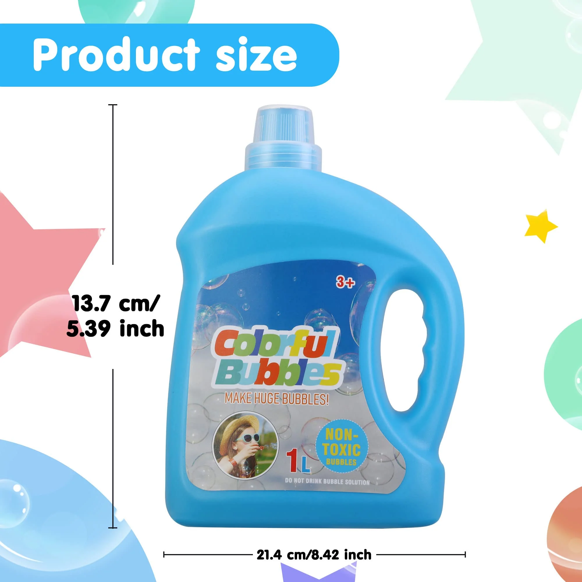 SHCKE Concentrated Bubble Machine Solution, 1 L/ 33.8 OZ Bubble Solution Refill for All Bubble Toys, Bubble Gun and Bubble Machine,Safe and Fun, Easy to Use, Leak-Proof and Portable - Image 2