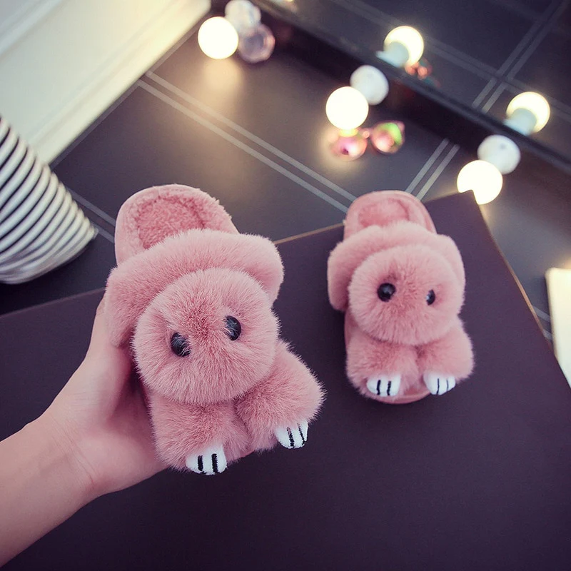 shoes toddler girl fur unicorn kids sandals girls slipper kids house sneaker furry for baby indoor winter girl toddler slippers - Image 2