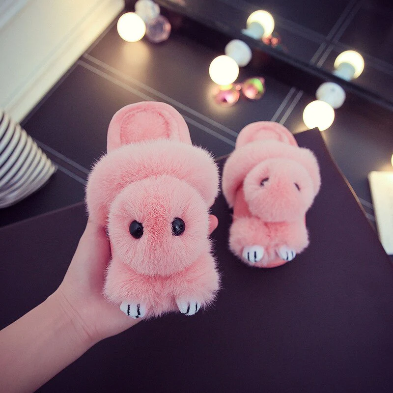 shoes toddler girl fur unicorn kids sandals girls slipper kids house sneaker furry for baby indoor winter girl toddler slippers - Image 3