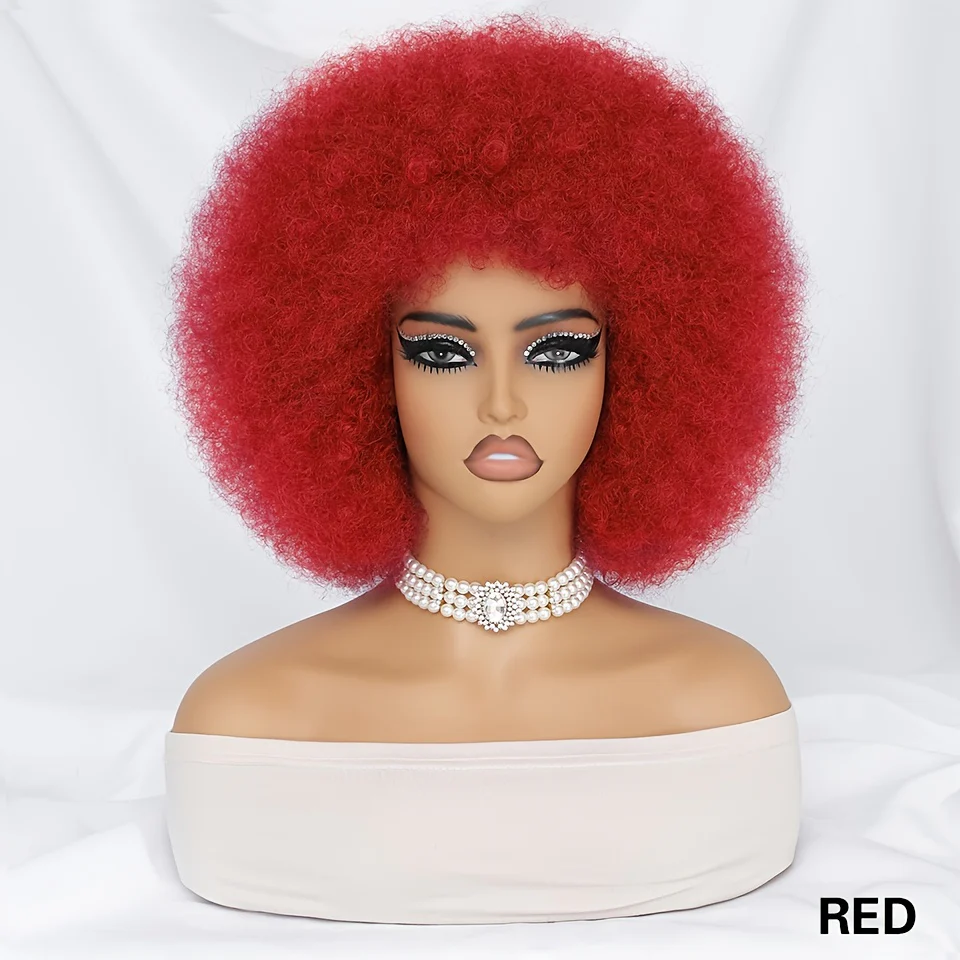 Short Afro Wigs For Women Blonde 10 Inch Afro Curly Wig With Bangs 70s Large Bouncy Soft Synthetic Female Wigs For Party Cosplay - Image 15