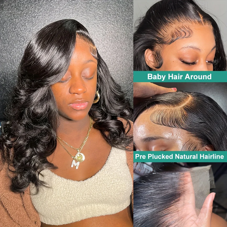 Short Bob Wig 13x4 HD Lace Frontal Wig Human Hair Brazilian Remy Transparent Lace Front Wig For Women Loose Body Wave Pre Plucked Closure Wigs 180% Density 10 12 14 16 Inch - Image 6