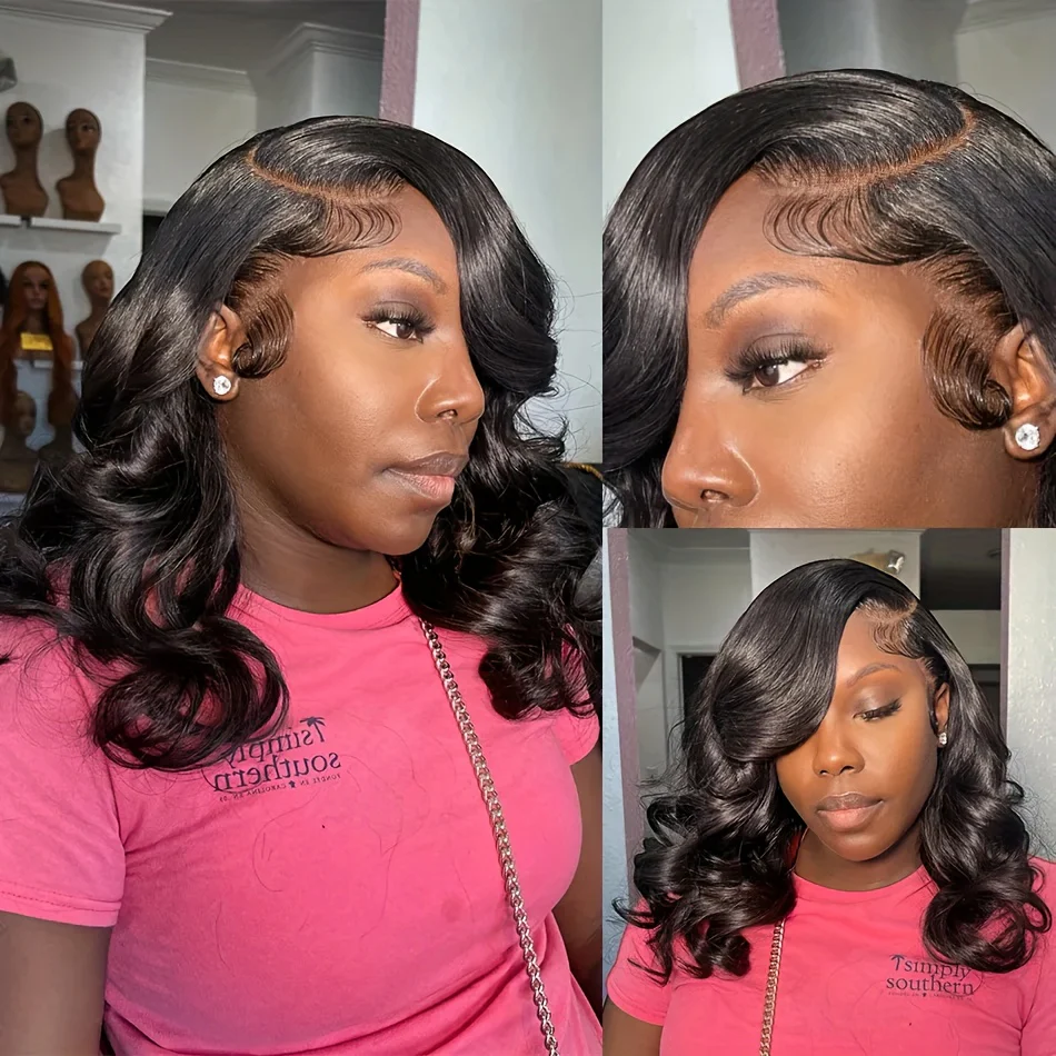 Short Bob Wig 13x4 HD Lace Frontal Wig Human Hair Brazilian Remy Transparent Lace Front Wig For Women Loose Body Wave Pre Plucked Closure Wigs 180% Density 10 12 14 16 Inch - Image 8