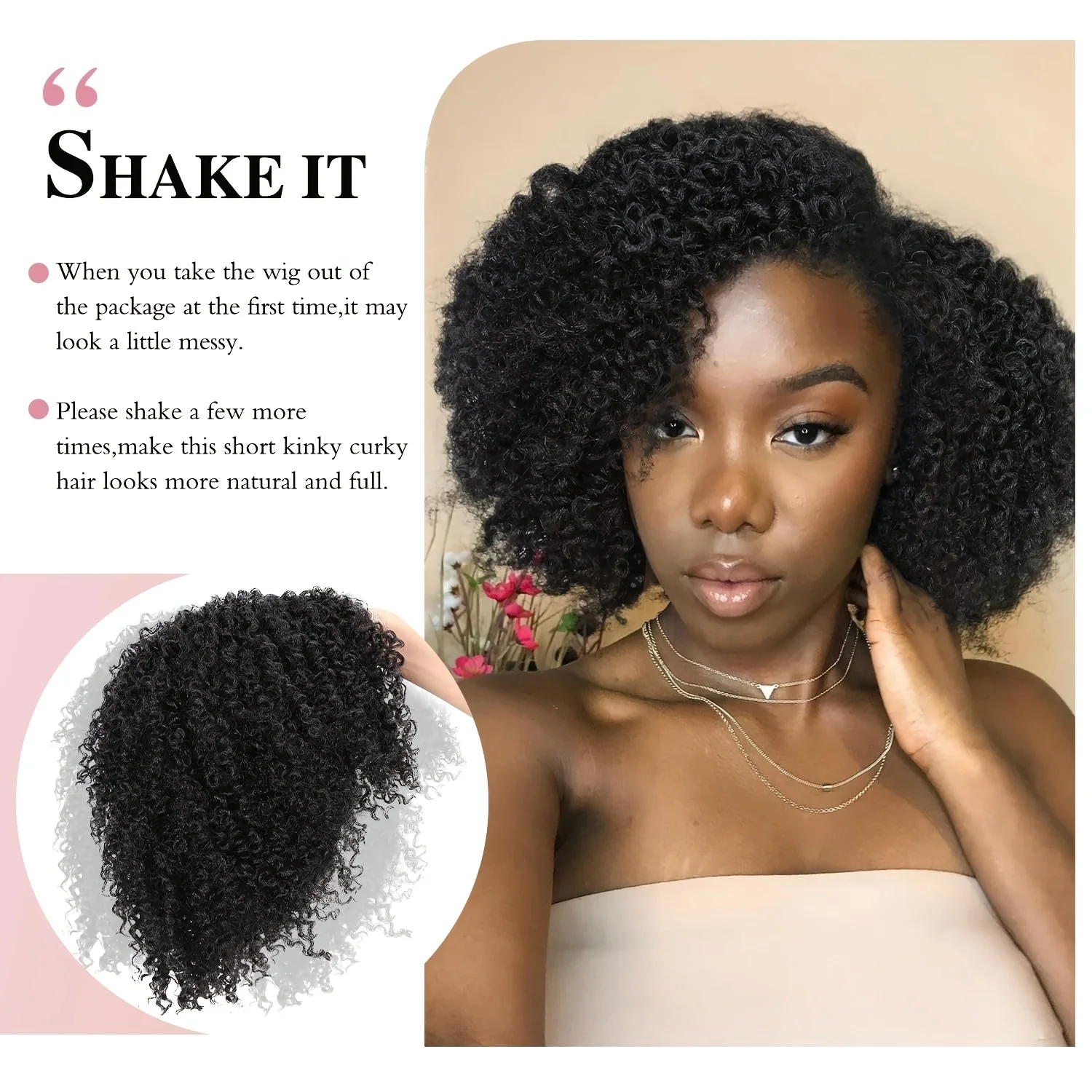 Short Kinky Curly Wigs Side Part Afro Bomb Curly Wig Heat Resistant Fiber Kinky Curly Synthetic Full Wigs For Women 6 Inch - Image 6