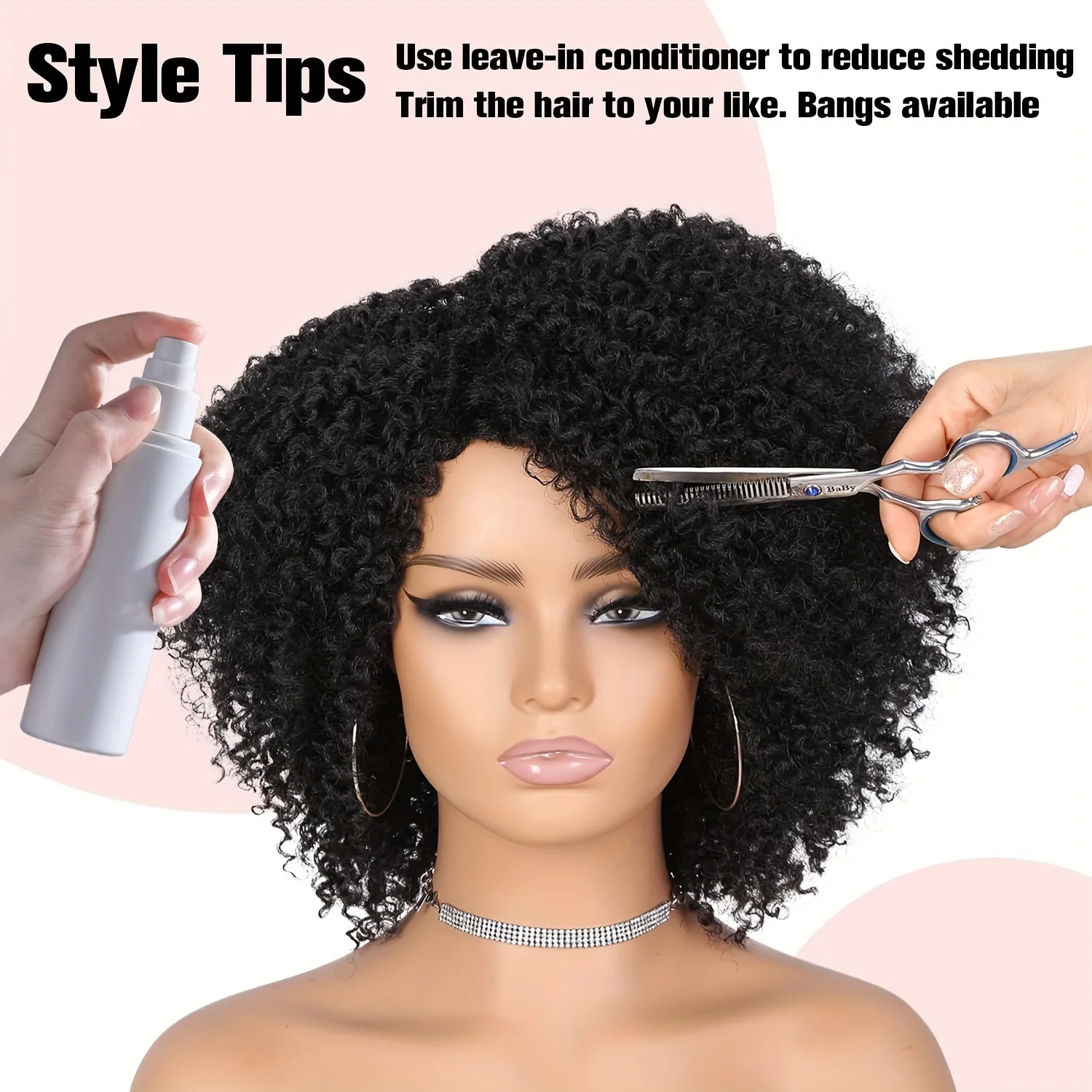 Short Kinky Curly Wigs Side Part Afro Bomb Curly Wig Heat Resistant Fiber Kinky Curly Synthetic Full Wigs For Women 6 Inch - Image 8