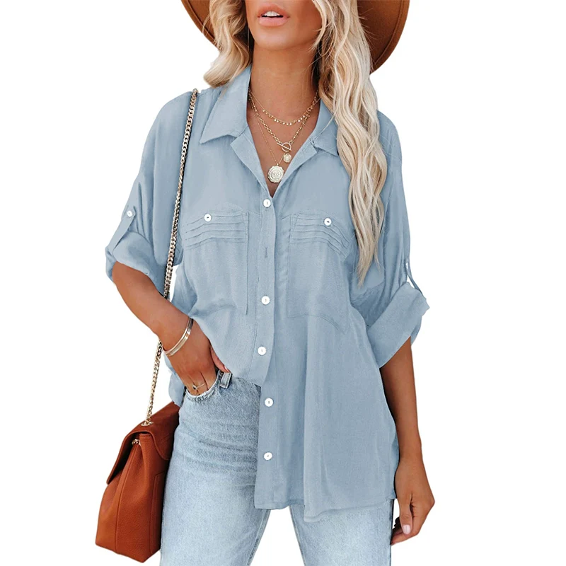 Short-Sleeved Summer New Single-Breasted Lapel Casual Shirt - Image 15
