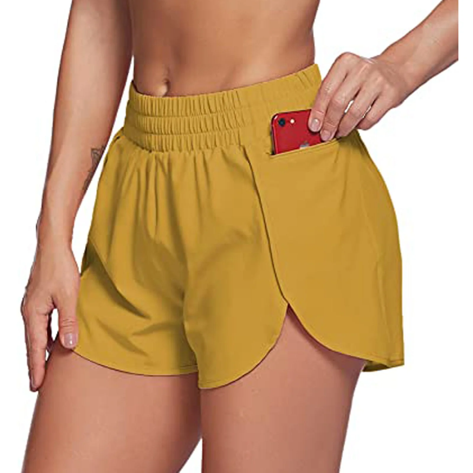 Shorts Women Solid Running Shorts Sport Pant Elastic Waist Active Workout Pocket Shorts Female Summer Ladies Casual short femme - Image 11