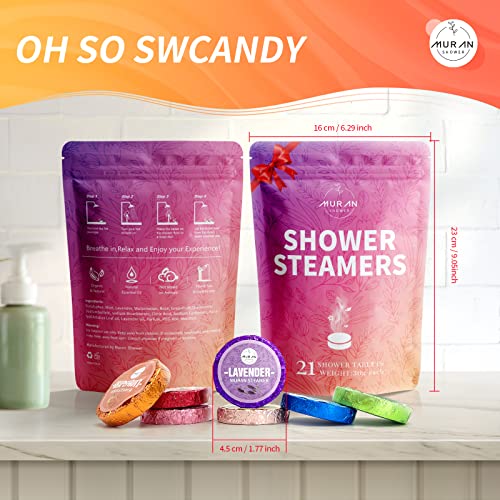 Shower Steamers Aromatherapy 21-Pack Shower Bombs Gifts for Mom, Organic with Eucalyptus Rose Lavender Mint Wrapefruit Chamomile Watermelon Essential Oil, Birthday Gifts for Women or Men - Image 2