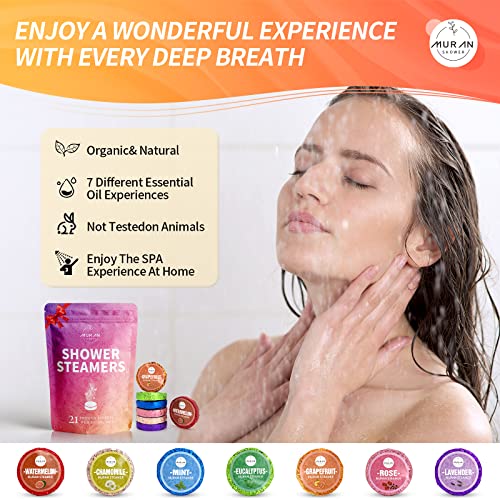 Shower Steamers Aromatherapy 21-Pack Shower Bombs Gifts for Mom, Organic with Eucalyptus Rose Lavender Mint Wrapefruit Chamomile Watermelon Essential Oil, Birthday Gifts for Women or Men - Image 6