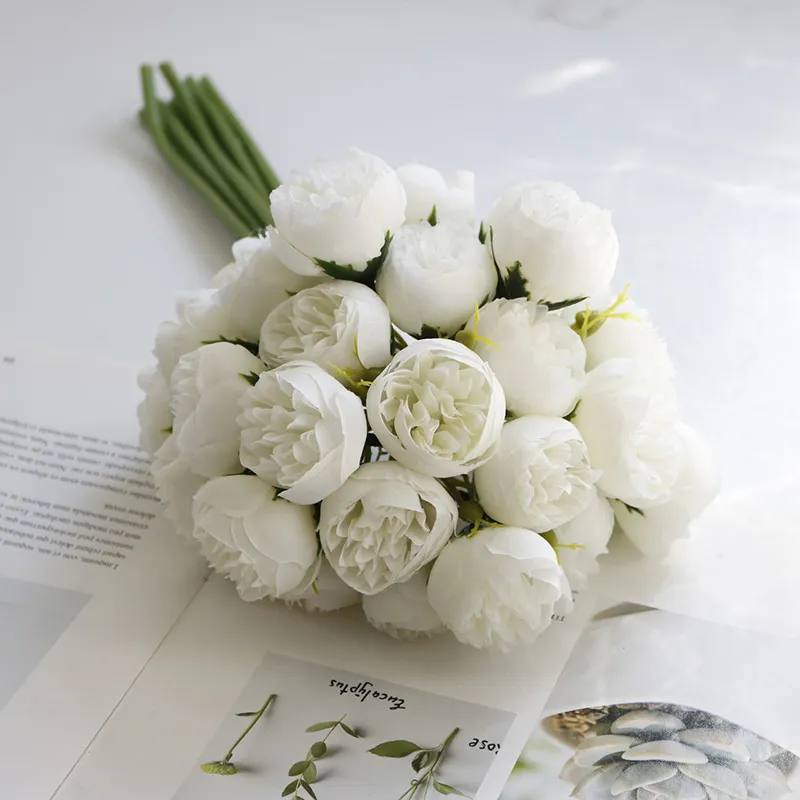 Silk Flowers Peony Artificial Flowers Rose Bouquet 27 Heads Table Flower Arrangement Bride Wedding Home Decoration Fake Flower - Image 10
