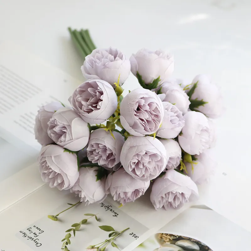 Silk Flowers Peony Artificial Flowers Rose Bouquet 27 Heads Table Flower Arrangement Bride Wedding Home Decoration Fake Flower - Image 9